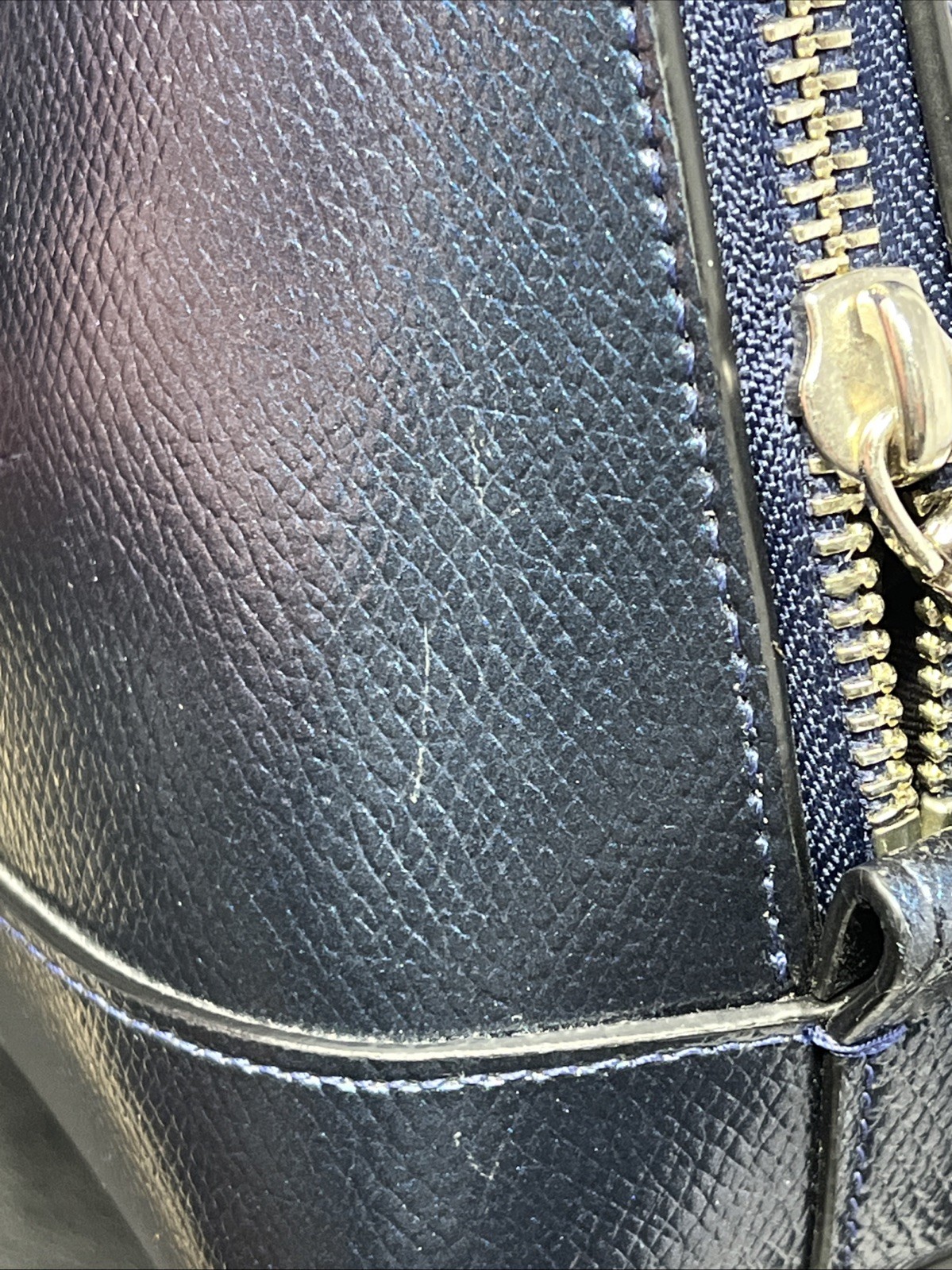 Coach Mini Sierra Satchel handbag Metallic Blue leather Crossbody Flaws