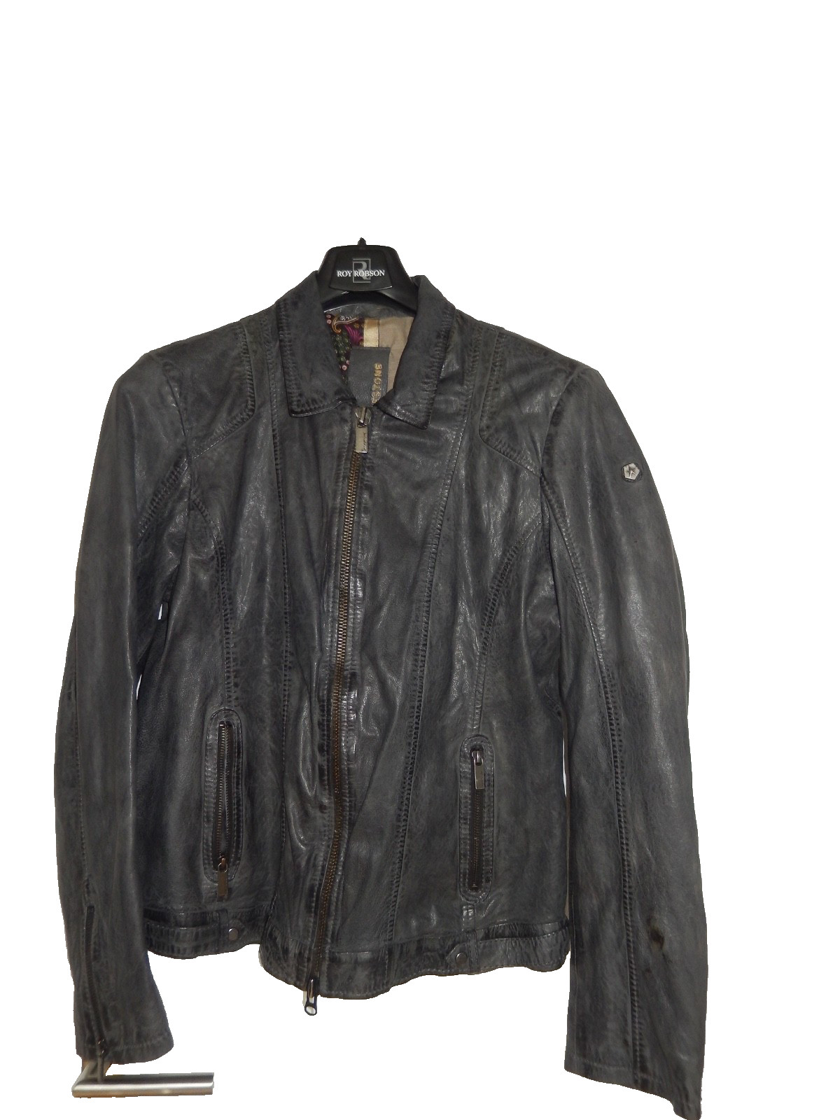 Milestone leather jacket size 44 leather jacket grey Santinti top