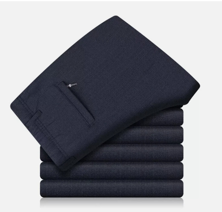 Men’s Elastic Waist Straight Leg Pant Casual Formal Trousers for Middle-Aged Men