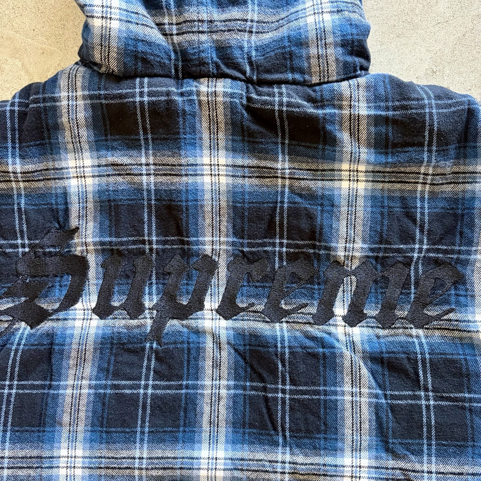 Supreme Men’s Plaid Hooded Zip Jacket Sherpa Lined Blue/Black/White M