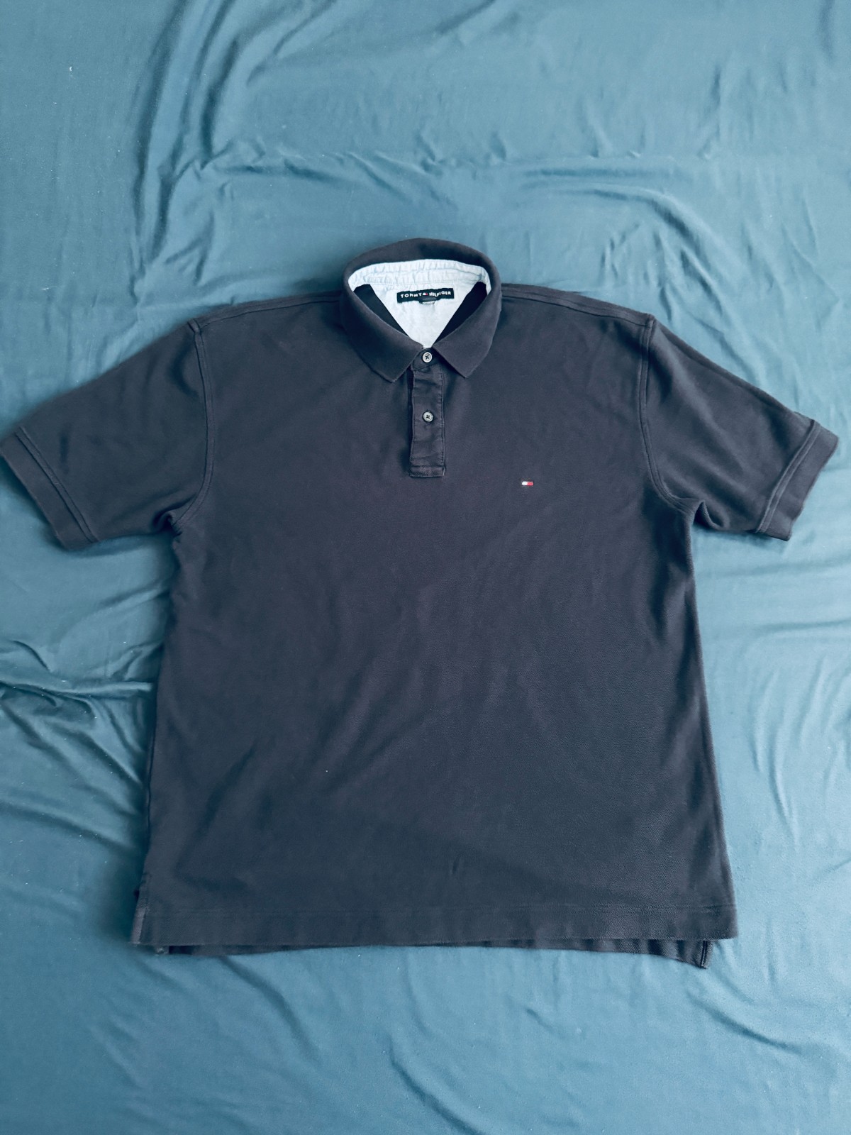 TOMMY HILFIGER Mens Shirt Polo Navy Blue XL 100% Cotton