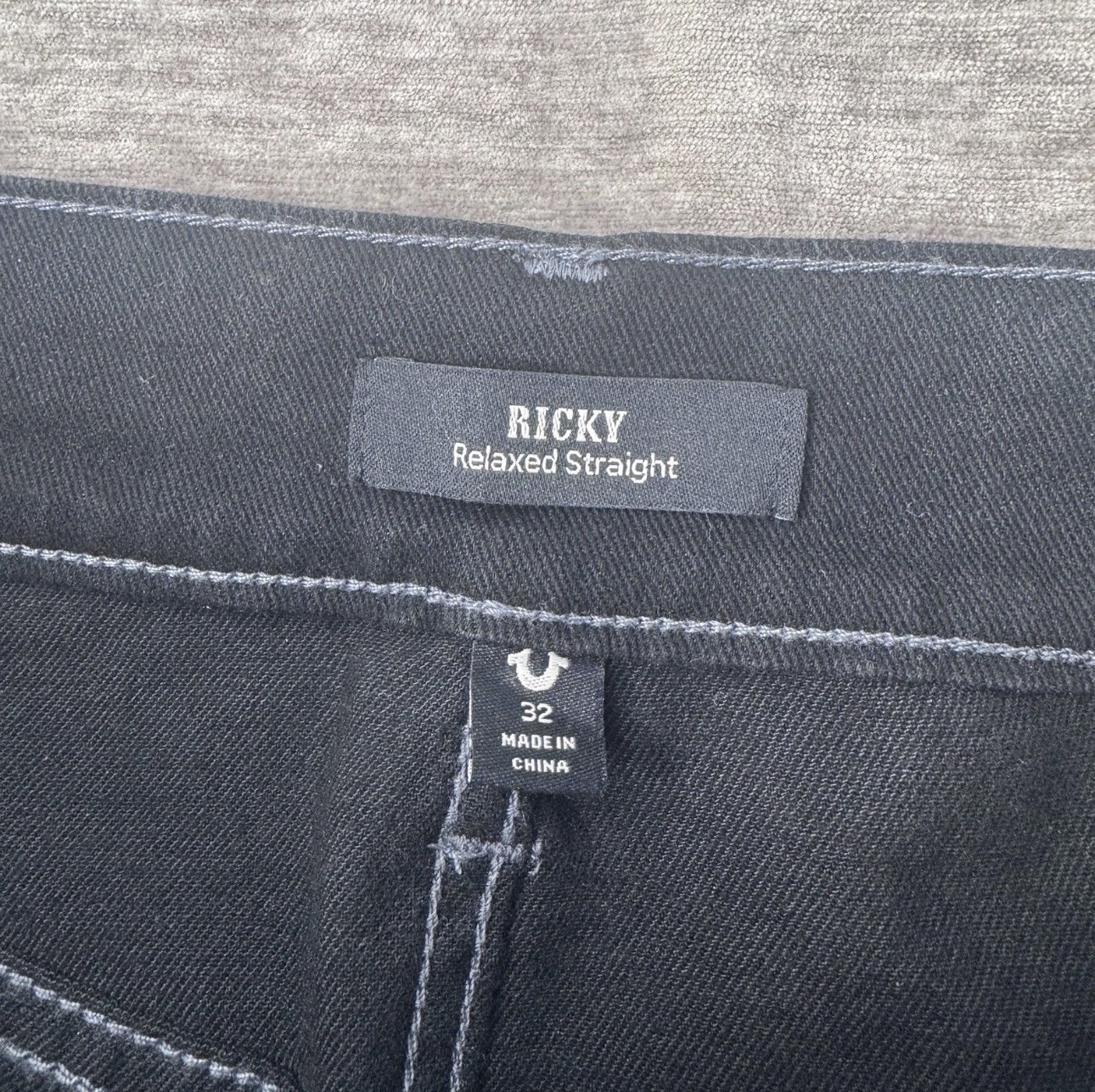 True Religion Ricky SN Flap Relaxed Straight Jeans Men’s 32 32×32 Black NWT