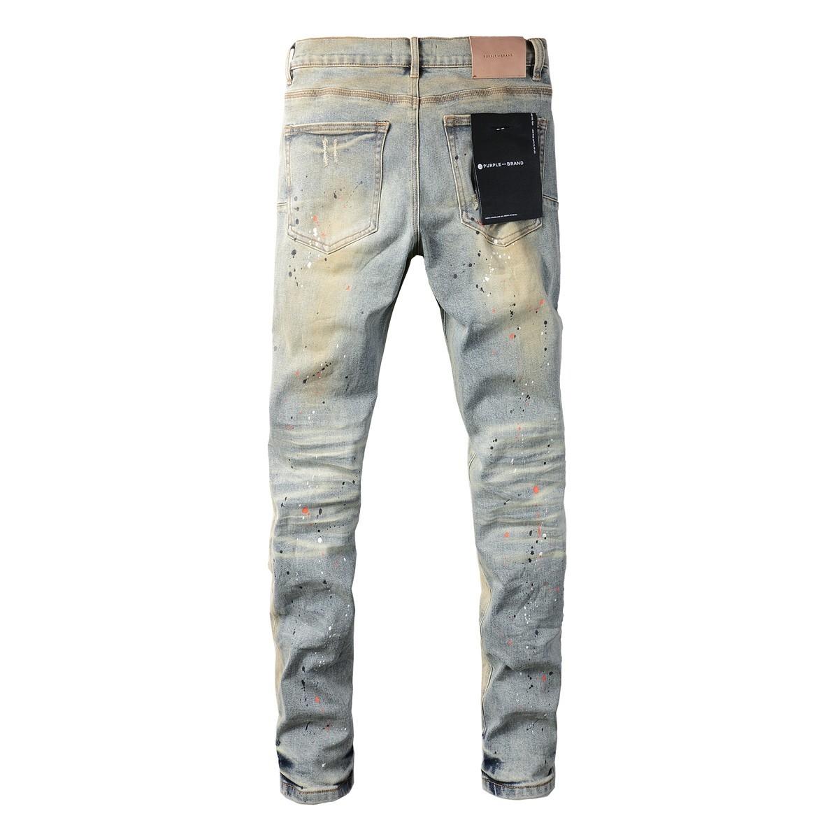 New Purple Brand Men Distressed Denim Pants Printing Slim Fit Jeans .