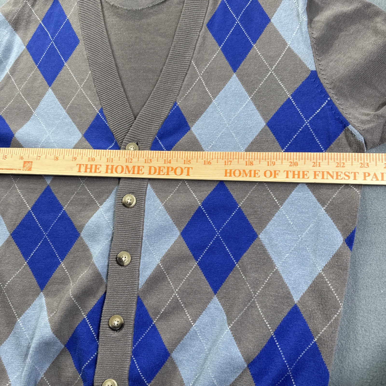 Argyleculture Russel Simmons Golf Cardigan Mens L Argyle V Neck Sweater Cotton