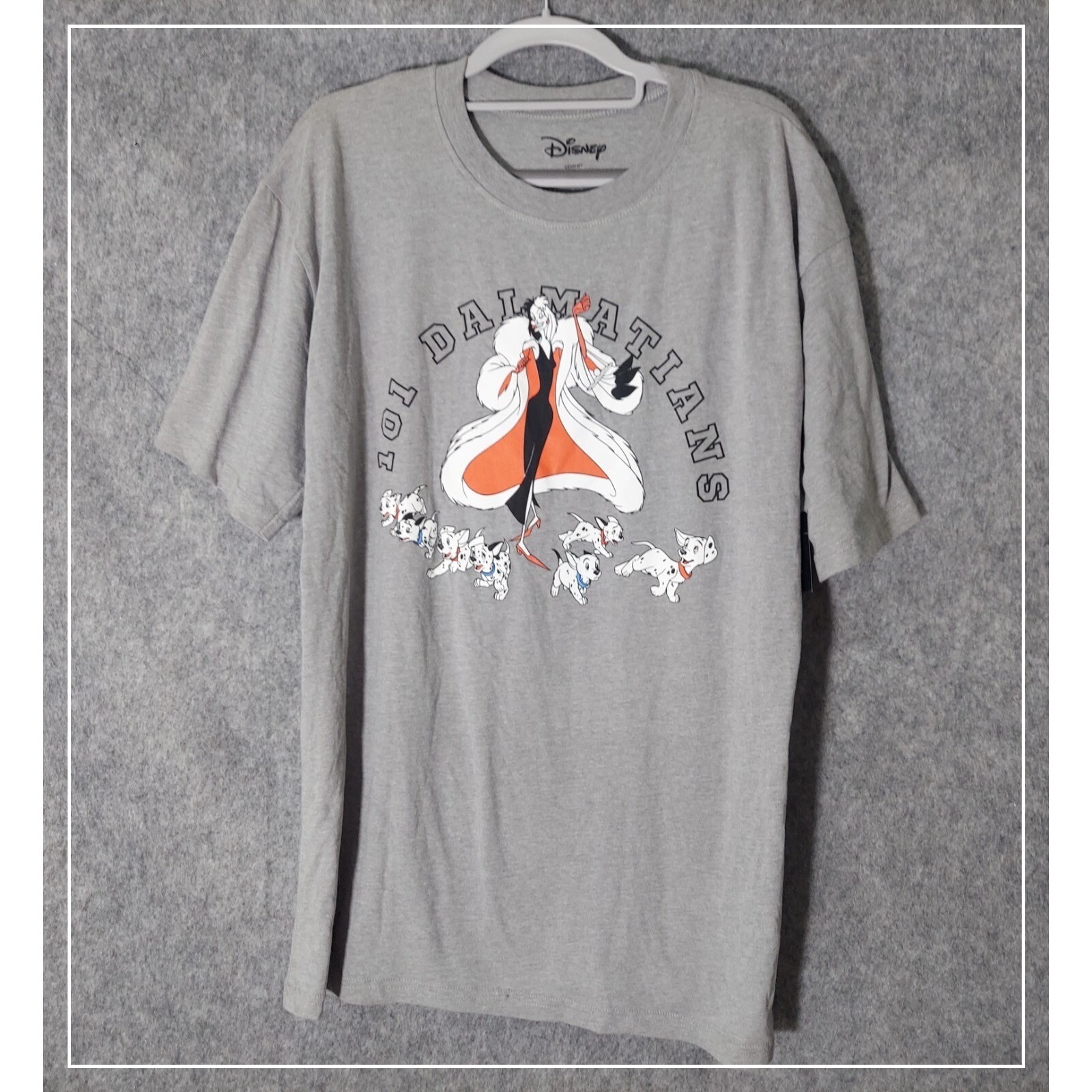 Disney Womens Gray Cruella Puppies 101 Dalmatians Tee Lightweight Short Sleeve