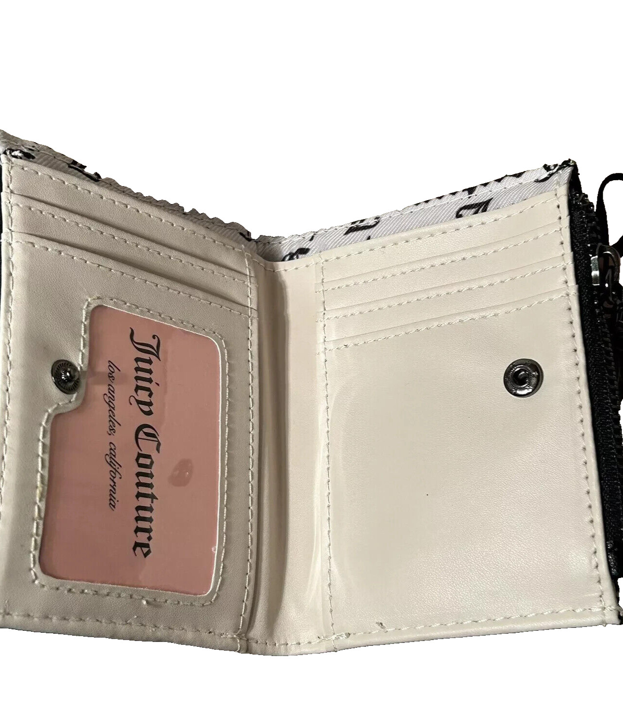 NWT Juicy Couture 2 Piece Set Bifold Wallet + Card Case Silver Tone Studded Logo