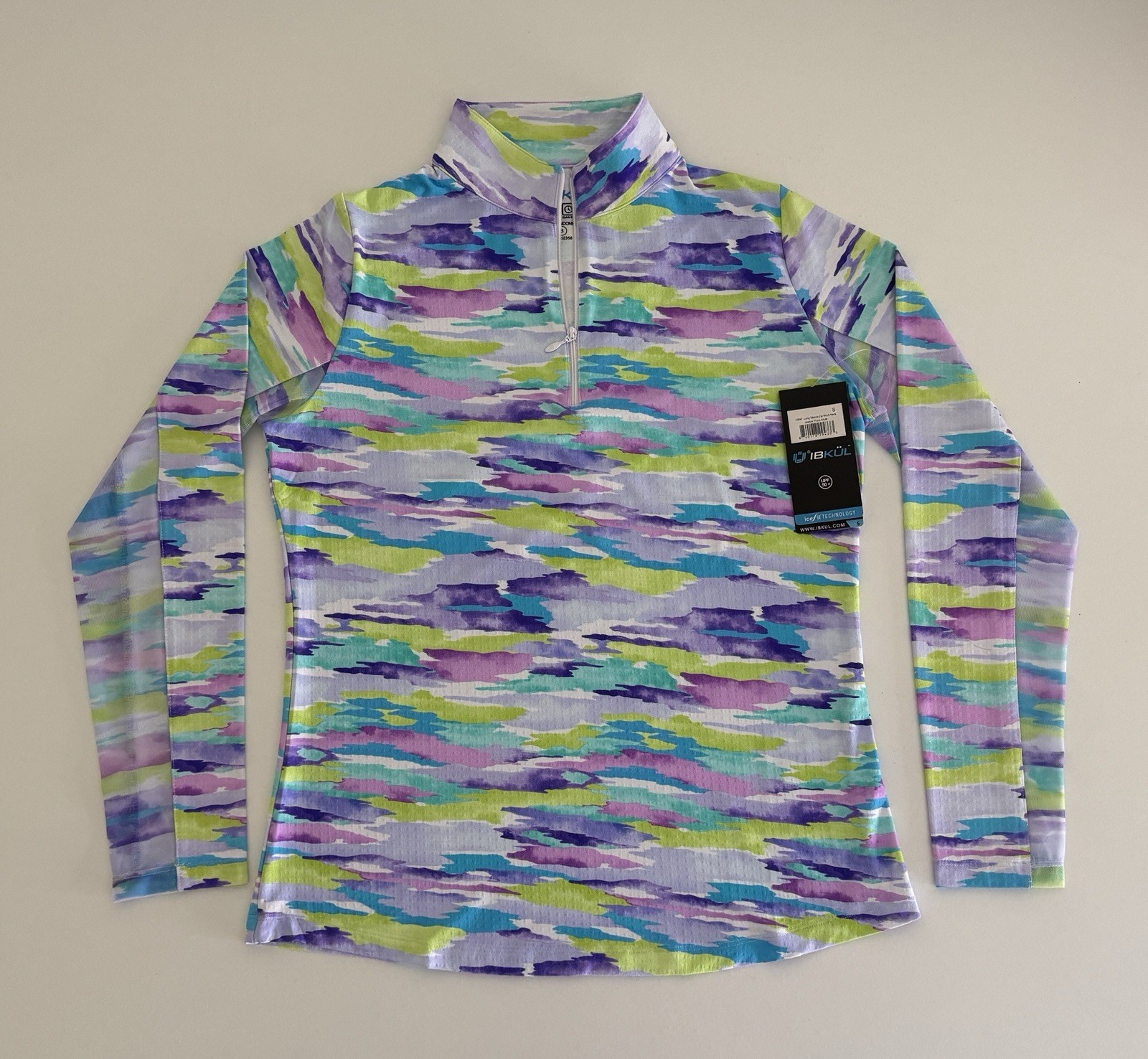 NWT IBKUL Golf Tennis Pullover Top XS S XXL Activewear Long sleeve Mesh Purpe E5