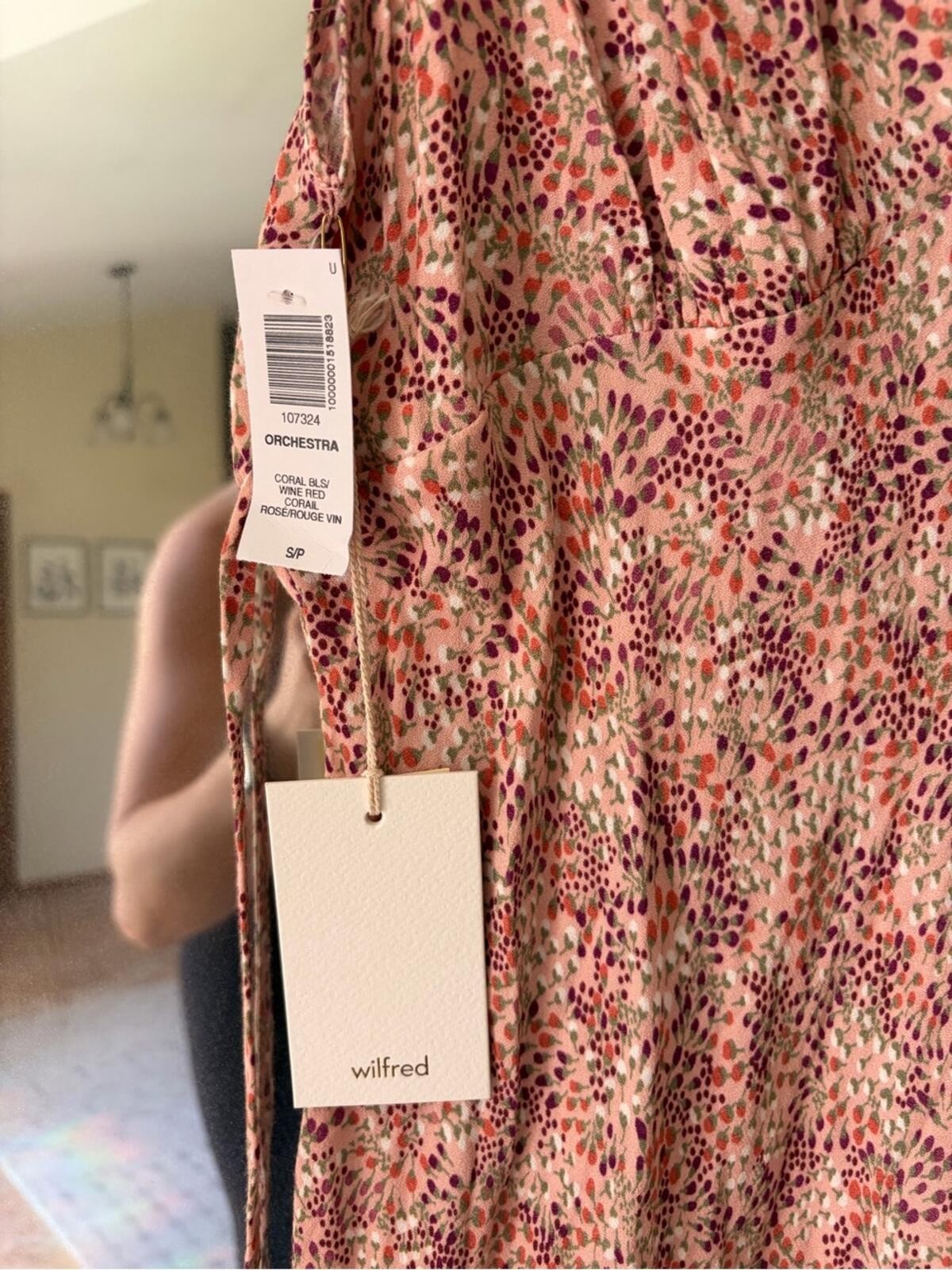 Wilfred Sleeveless V-Neck Floral Midi Dress in Dusty Rose Size Small New