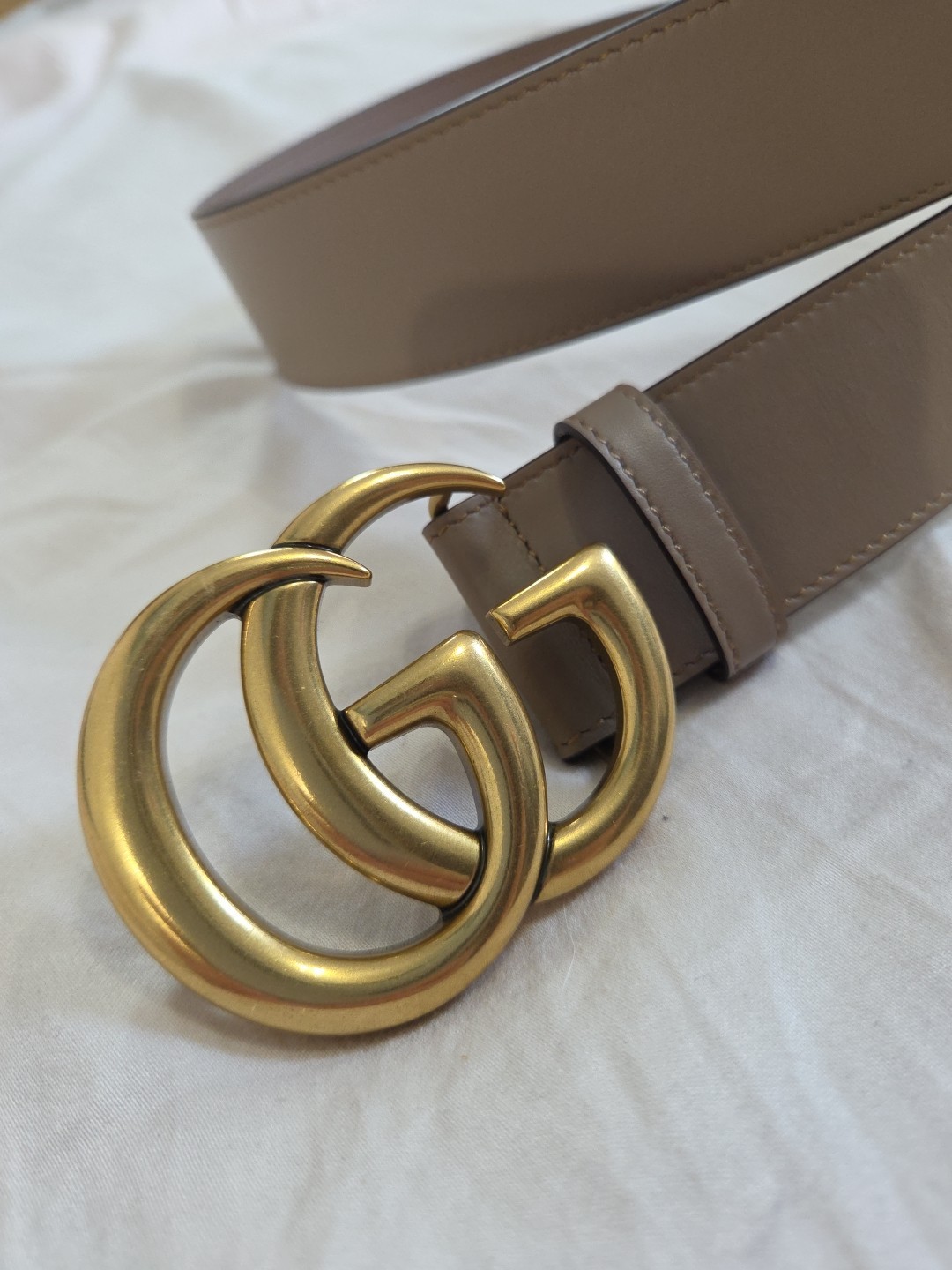 Authentic Gucci Pink Taupe Leather Belt, Women Size 30-32 IT 90CM