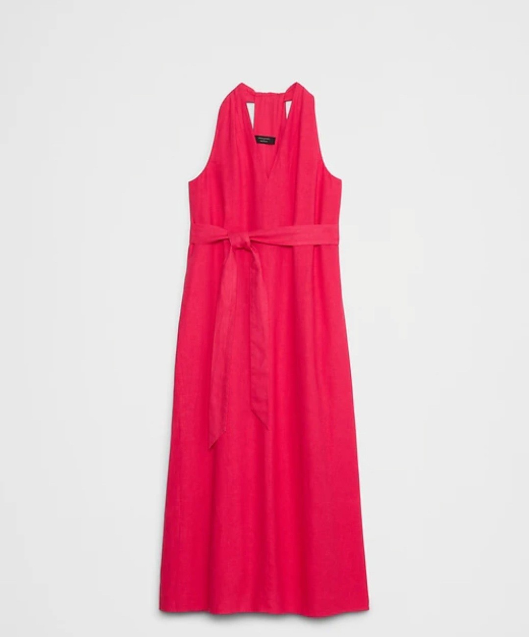 Banana Republic Medium Linen Blend Twist Back Coral Gem Color Midi Dress NWT