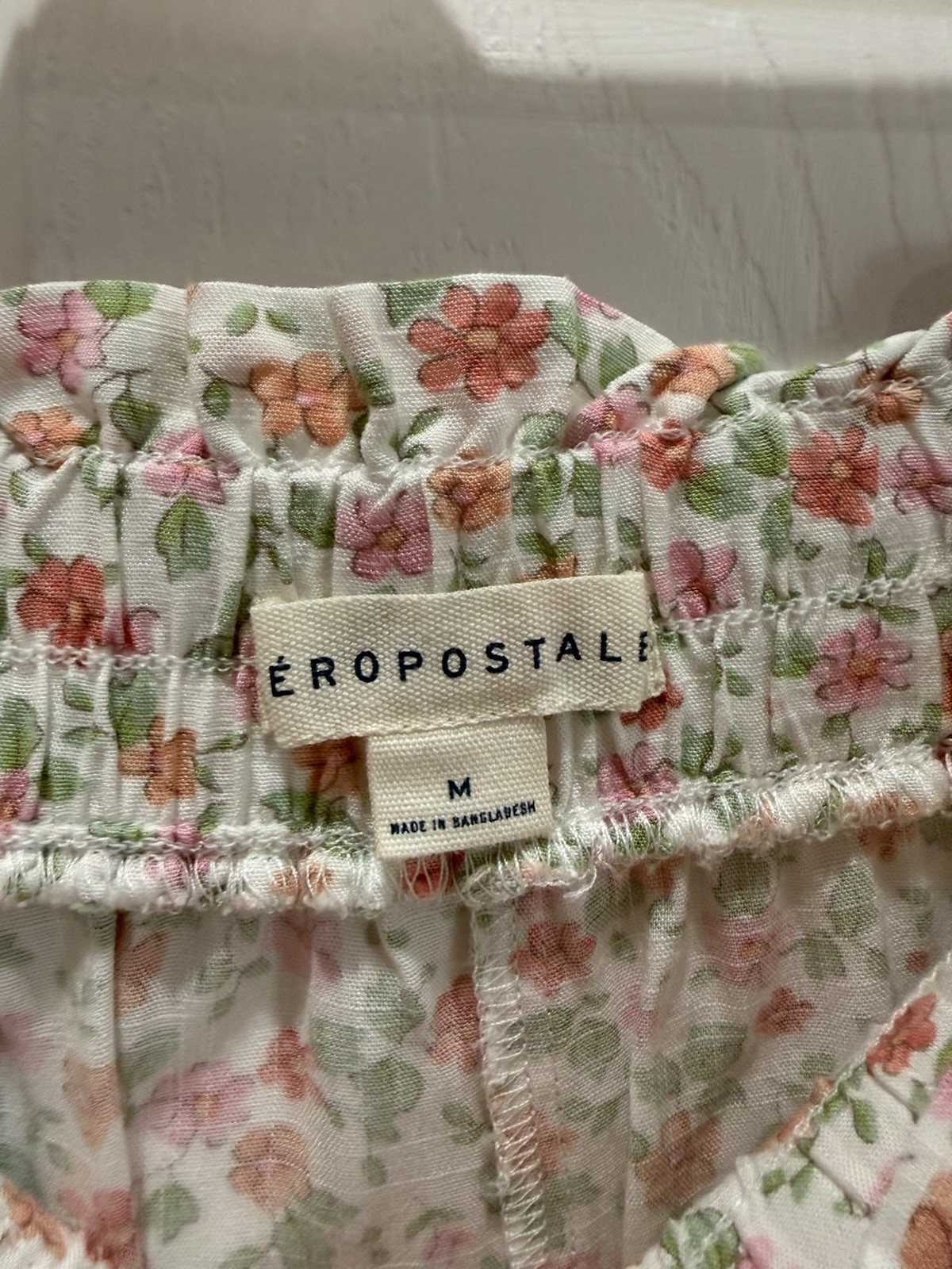 Aéropostale Women’s M Floral 2pc Crop Top & Shorts Set Smocked Ruffle Tie