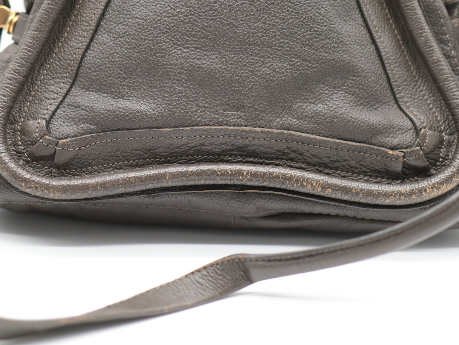 Chloe Paraty Hand Bag Gray Leather Authentic