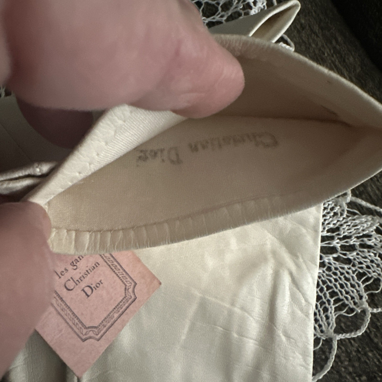 Vtg Christian Dior Lined White Leather Gloves 12” Made In France Size 7-1/4 NOS