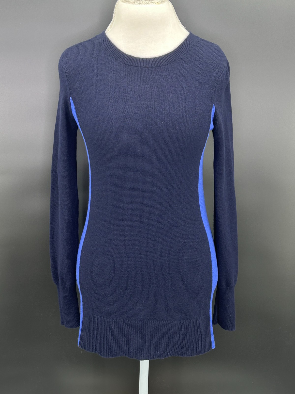 Aqua Cashmere Sweater Womens S Pullover Knit Tunic Blue Colorblock Long Sleeve