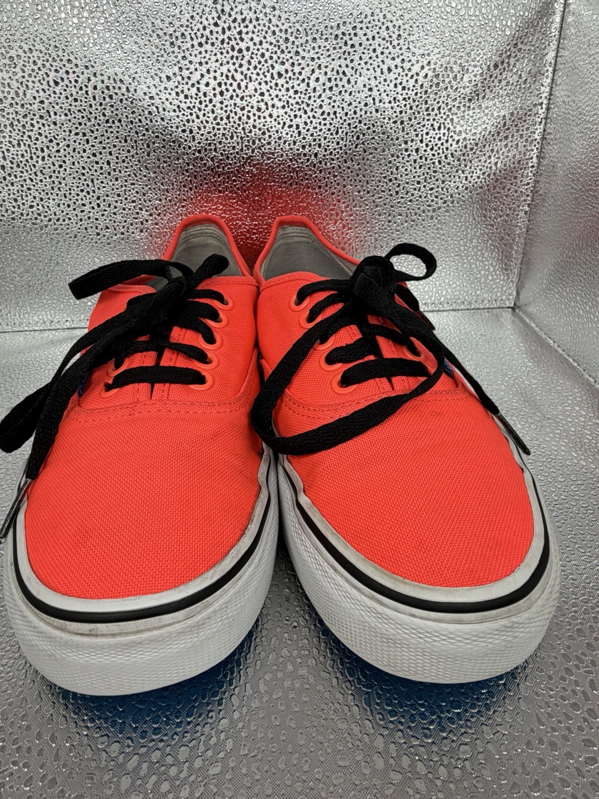 Vans Authentic Shoes Neon Red Orange Canvas Low Top Sneakers Men 6.5 Women 8