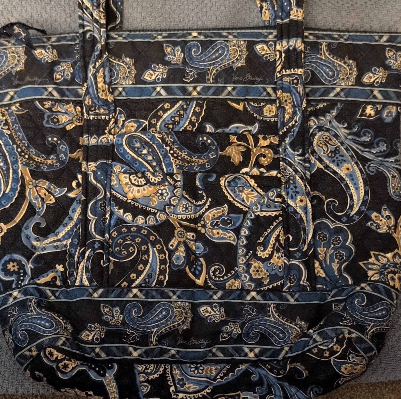 Vera Bradley Black Blue Beige Paisley Quilted Shoulder Bag for Women