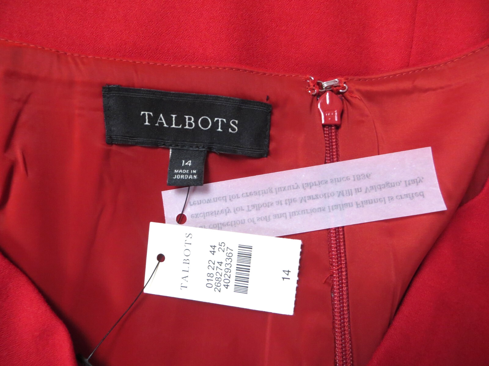 SK18844- NWT TALBOTS Womens 99% Wool Flannel Straight Pencil Skirt Deep Red 14