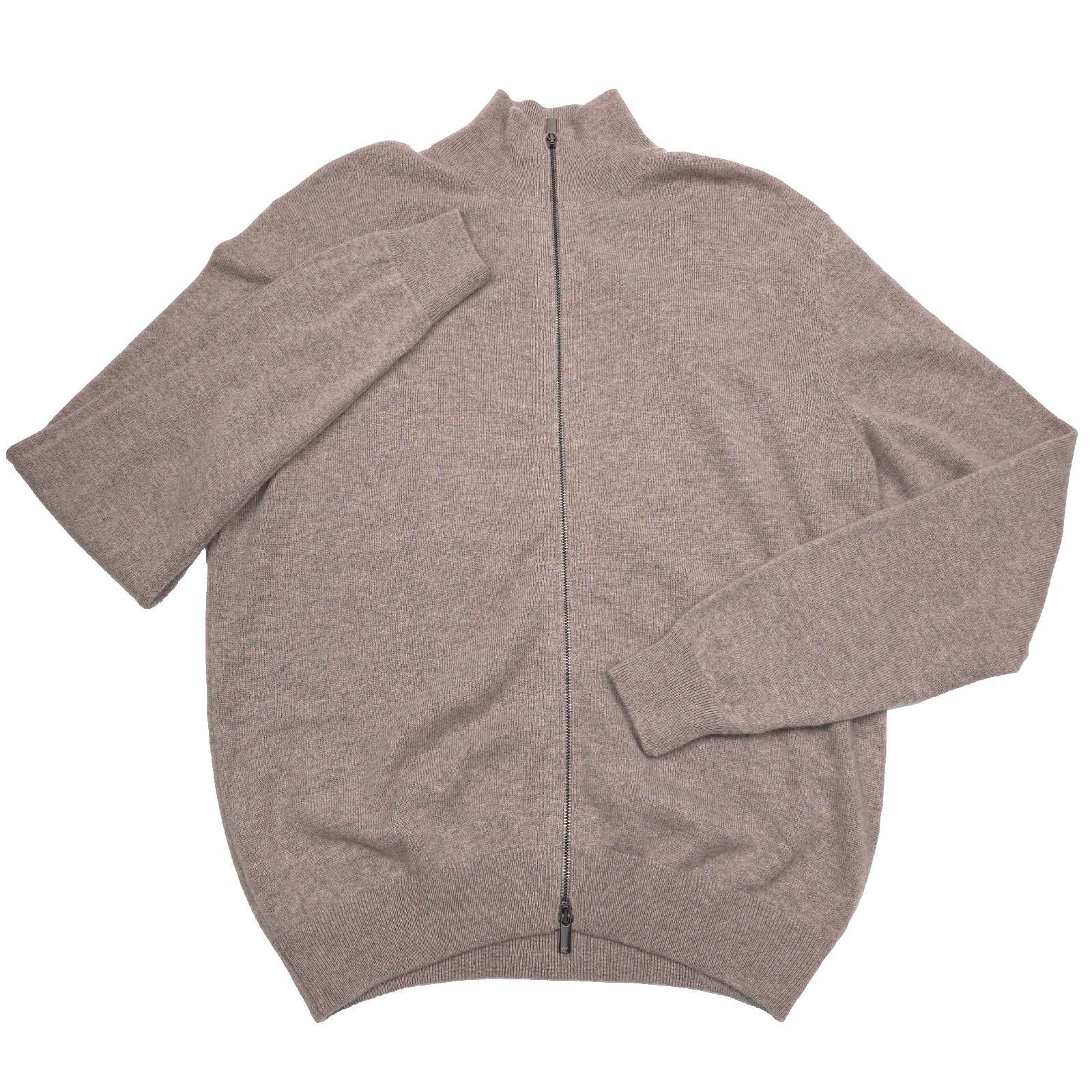 Massimo Alba Cashmere Bomber Sweater Mens Small Gray Greige Full Zip Made Italy