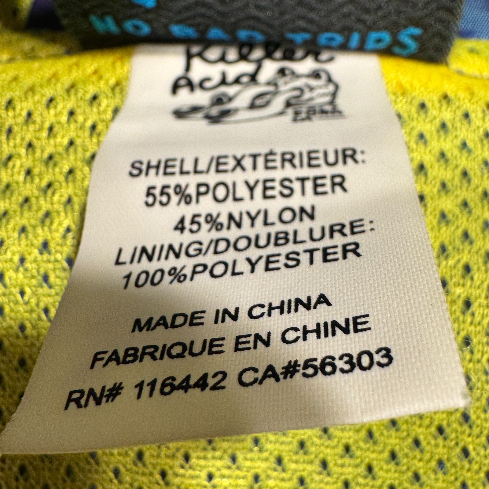 Killer Acid Jacket Mens Large Windbreaker Psychedelic Graphic Print No Bad Trips