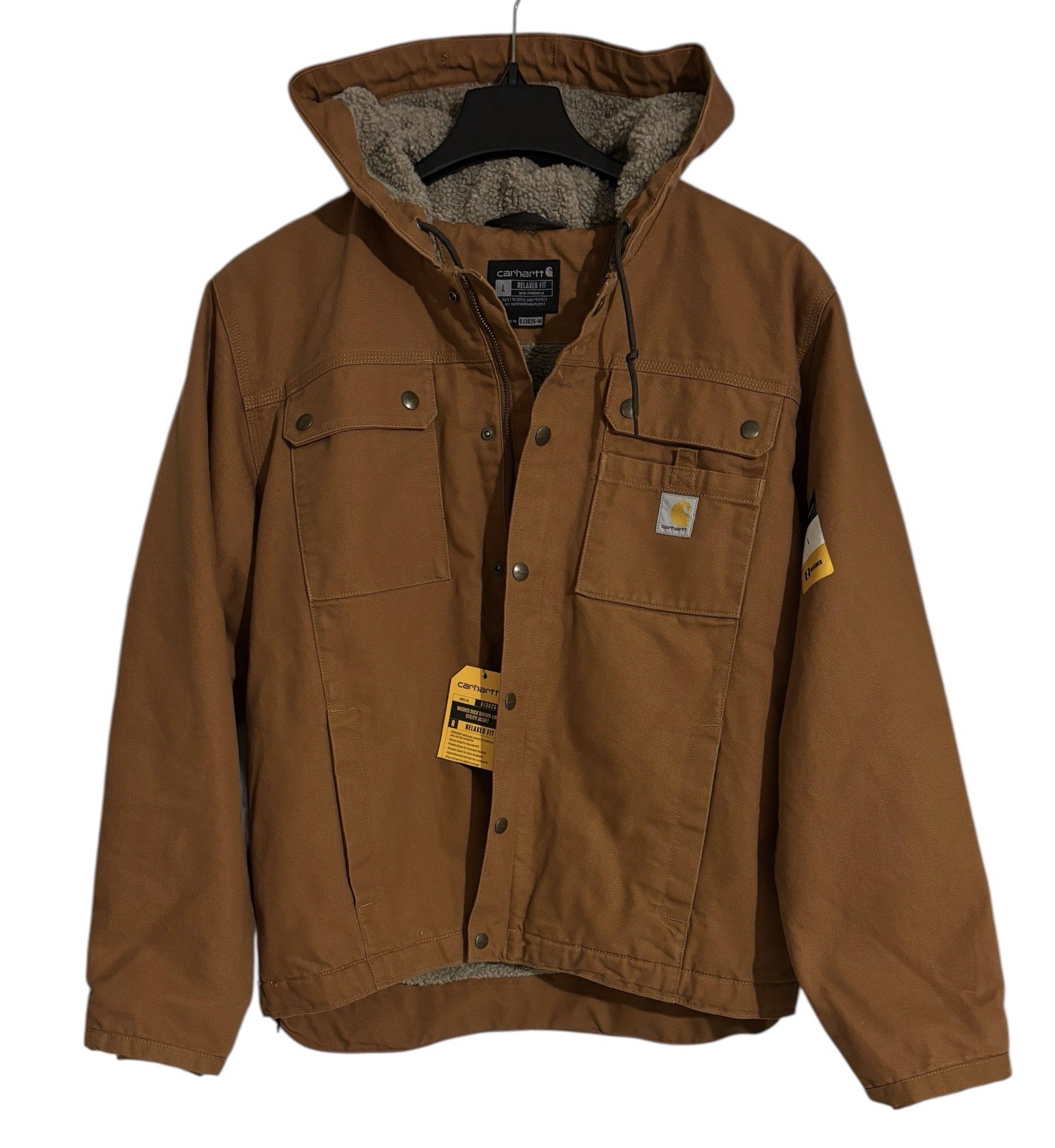 Carhartt Washed Duck Sherpa-Lined Brown Utility Jacket Men’s Size L NWT