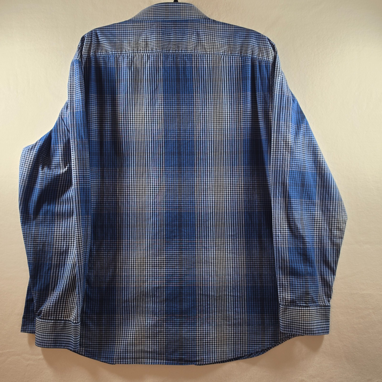 Apt 9 Men’s Long Sleeve Button Up Dress Shirt XXL Slim Blue Plaid