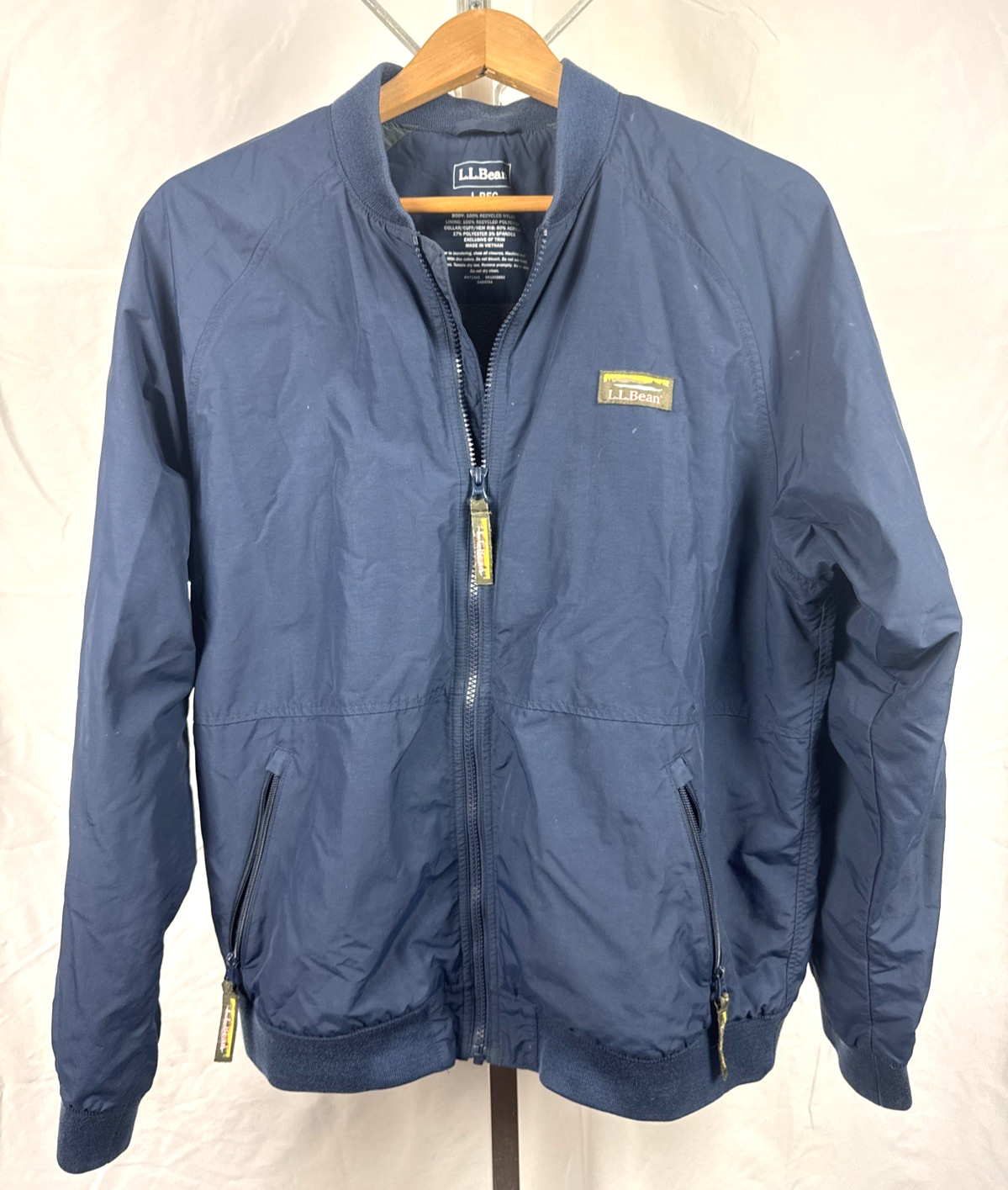 LL Bean Jacket Insulated 3 Season Bomber Men Size L Regular Blue 525868