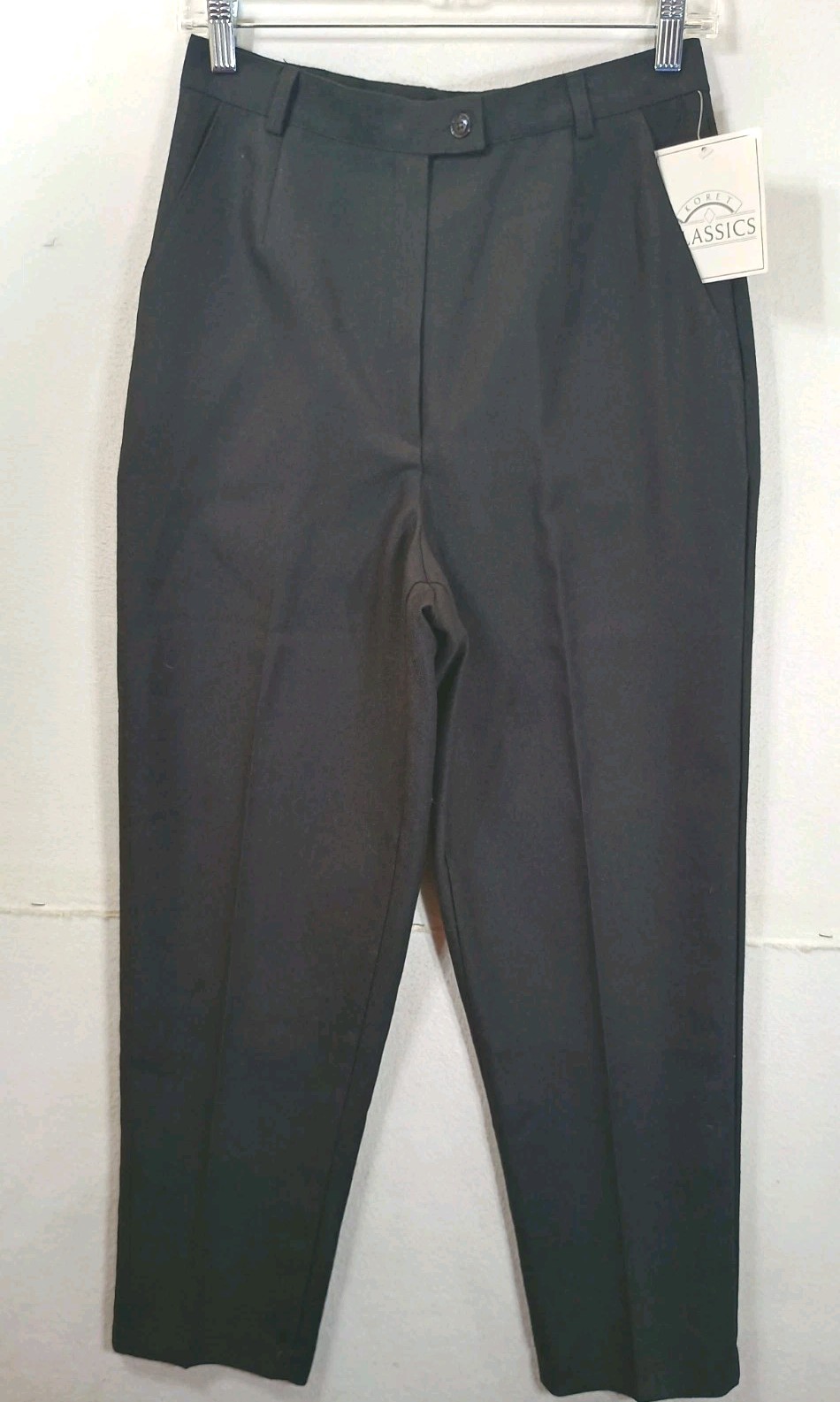 Vintage Koret Womens 12 reg Black Pleated High Waist Wool Blend 28×30 USA NWT