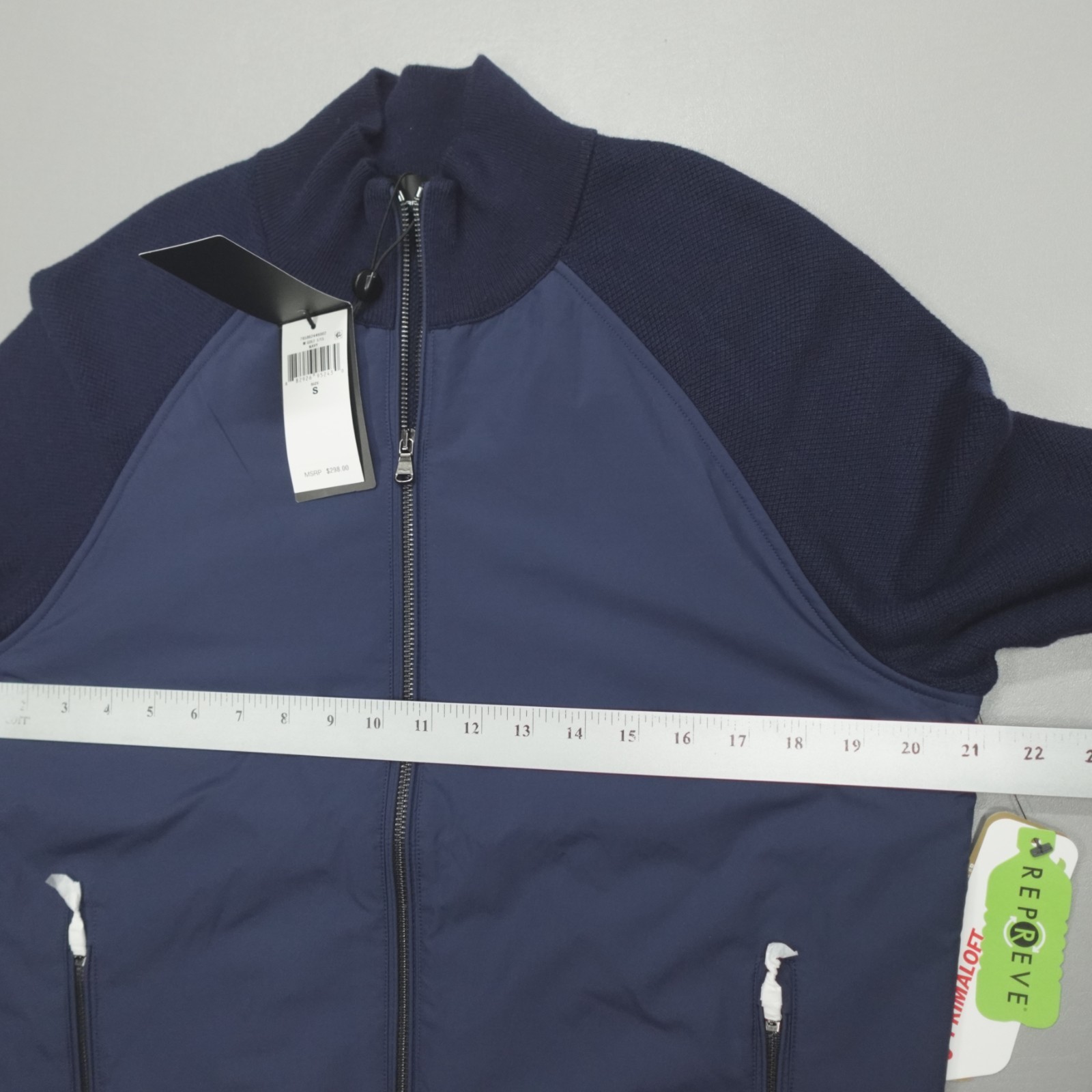 RLX Ralph Lauren Men’s Hybrid Full Zip Sweater Golf Navy Jacket Primaloft $298