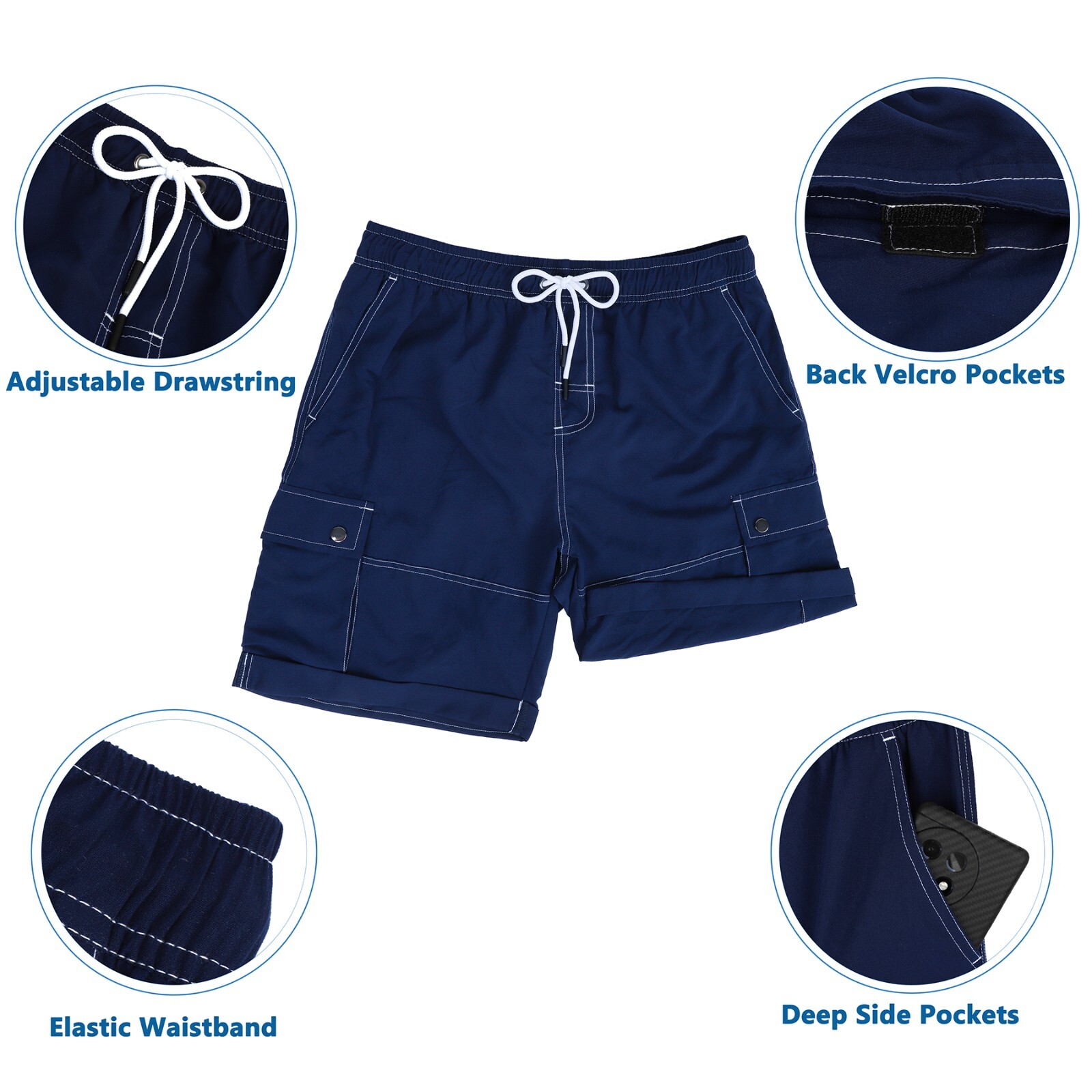 2 Pairs Men’s Quick Dry Swim Trunks Swimming Shorts Suit Beach Surf Board Wear