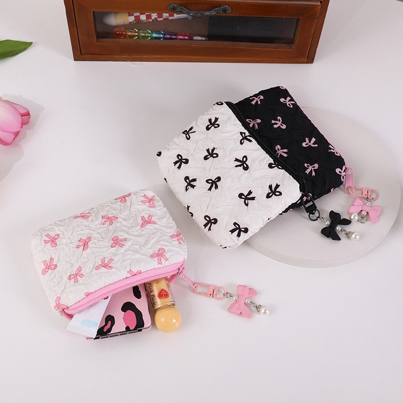 Fabric Bow Coin Purse, Large Capacity Card & Cash Holder, Cute Small Wallet