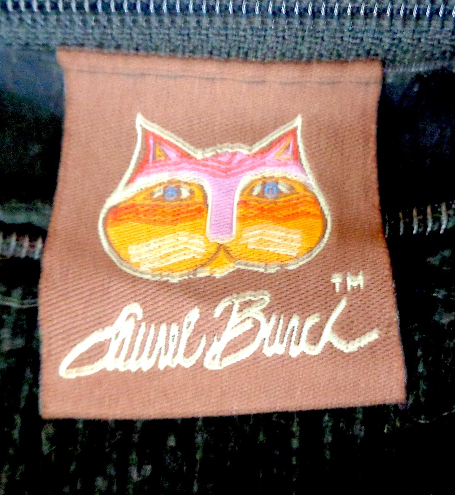 Laurel Burch Cat Tapestry Zip Bag Purse Size Small 12.5″ in x 7.25″
