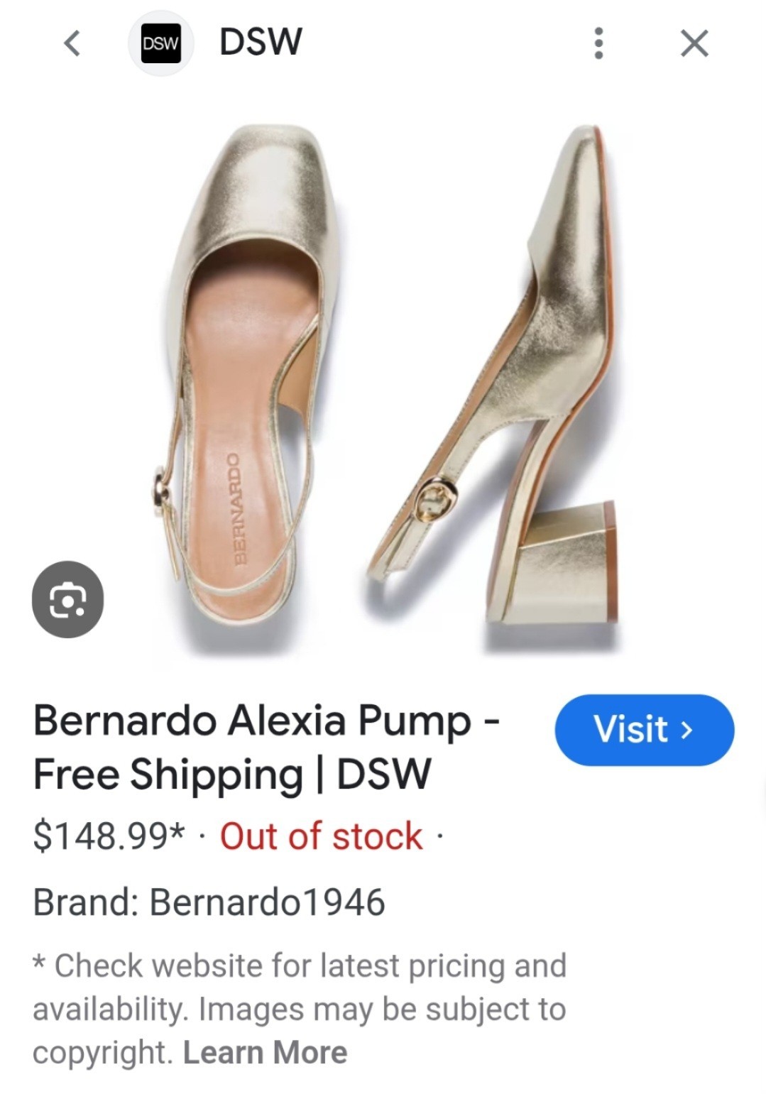 Bernardo Alexia Champagne /gold slingback block heels 7.5