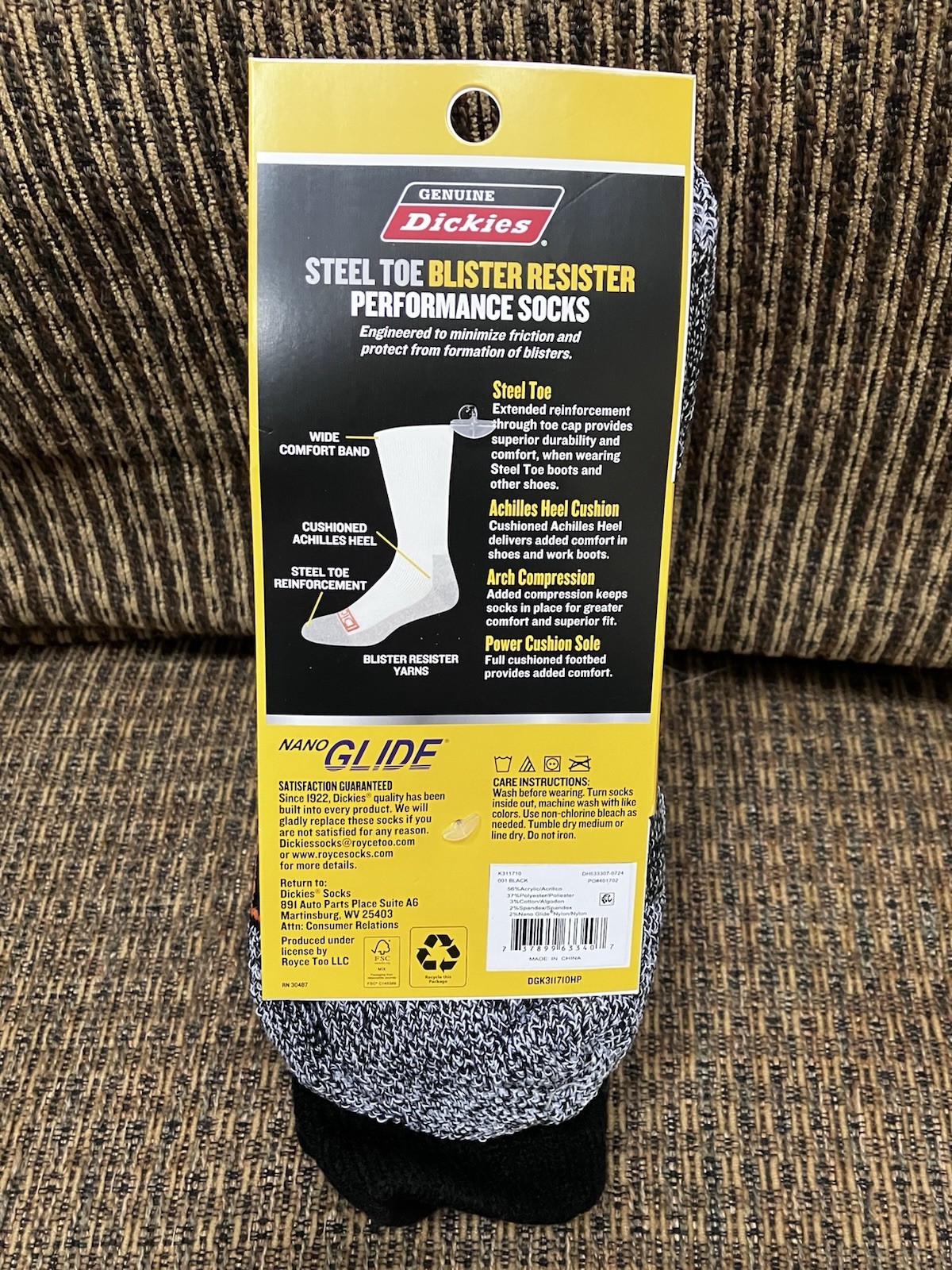 New 3 Pair Dickies Steel Toe Crew Performance Work Socks Nano Glide BLACK Sz6-12