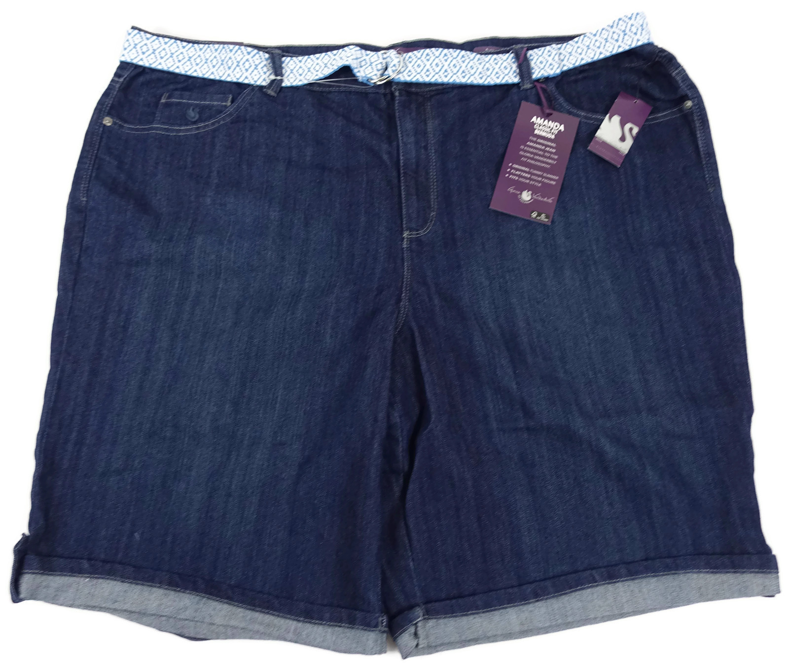 Gloria Vanderbilt Amanda Jeans Shorts Women 24W Bermuda Stretch Belted Pockets
