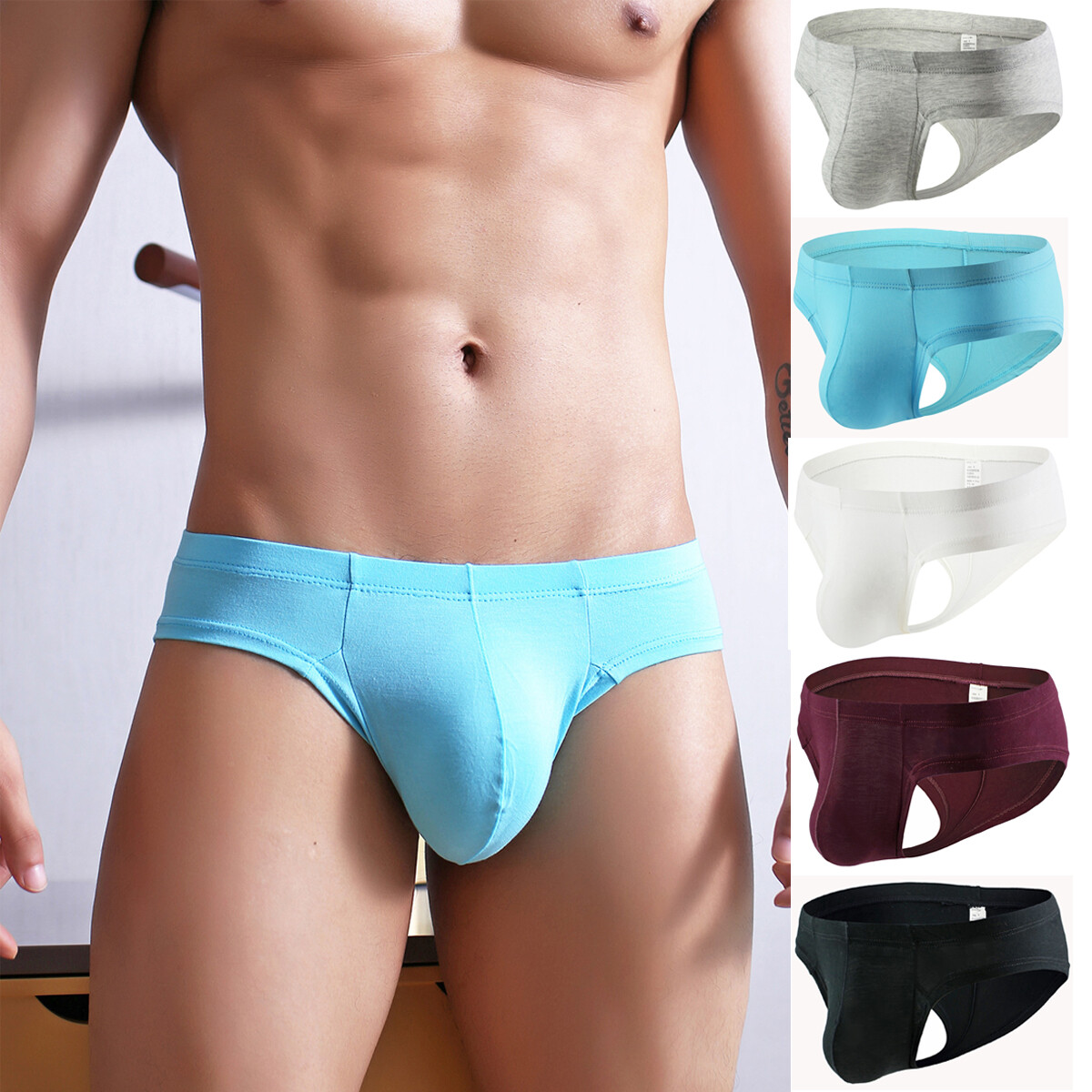 Men Boxer Briefs Panties Underwear Sexy Low Rise Breathable U Pouch Underpants