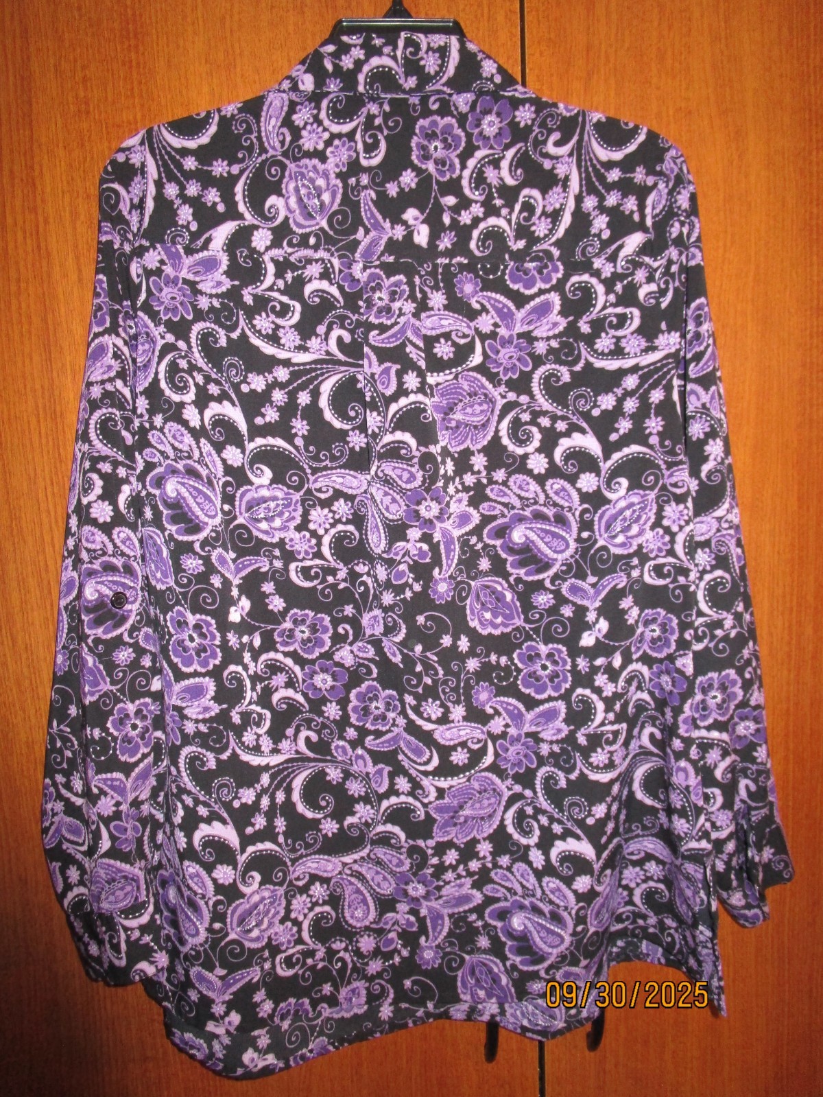Notations Purple Black Blouse Sz 1X Polyester & Spandex Bust 46 Length 27.5 in