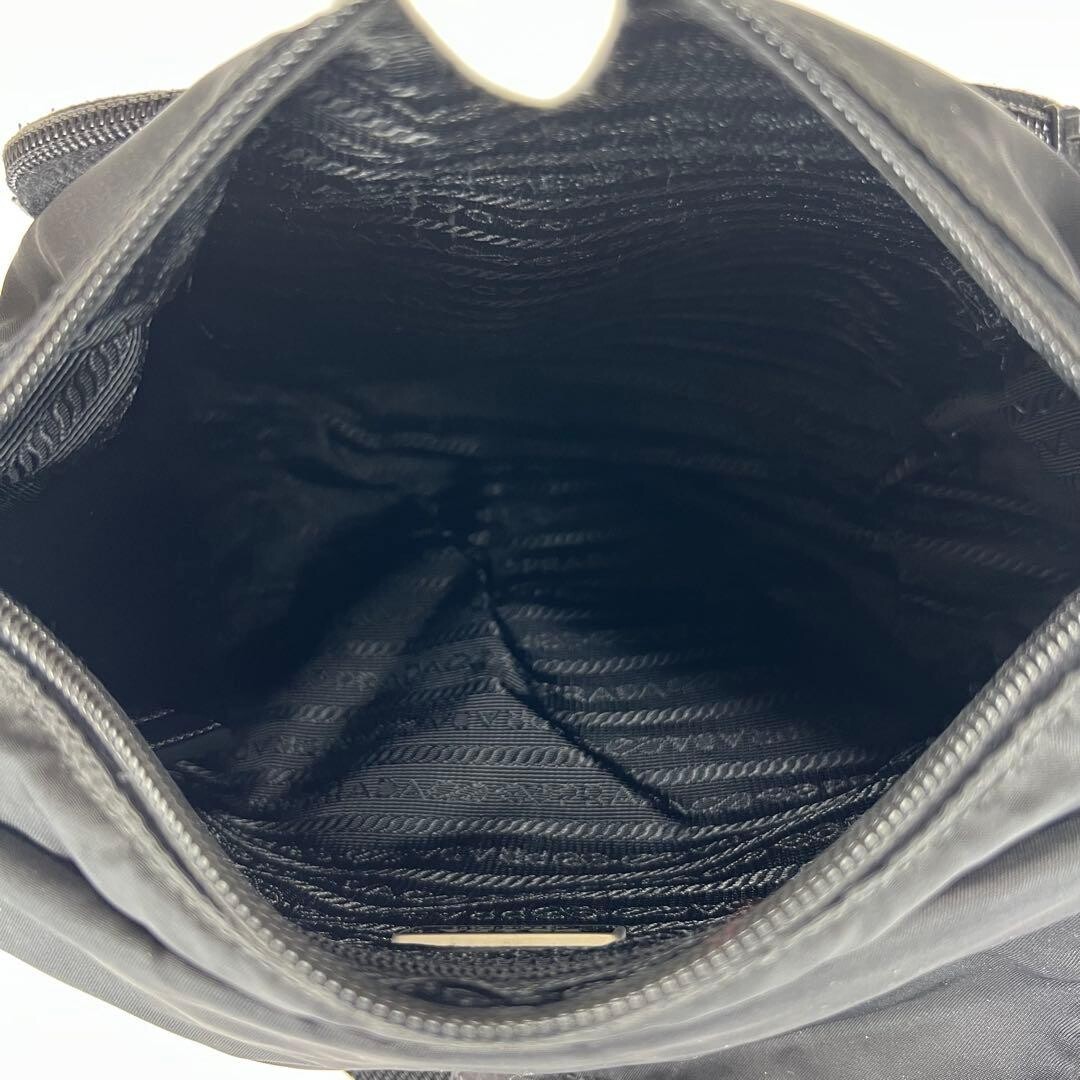 Prada Nylon Messenger Bag Black Triangle Logo Crossbody Flap Unisex 8.3in