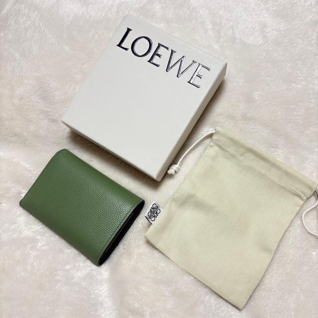 LOEWE Women Wallet Green Trifold With Box Limited Edition VHTF Elegant Style Tim
