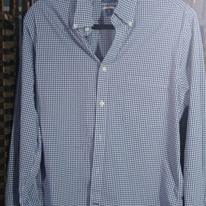 Crown & Ivy Men’s Slim Stretch Wrinkle Free Gingham Dress Shirt 15-15 1/2 34/35