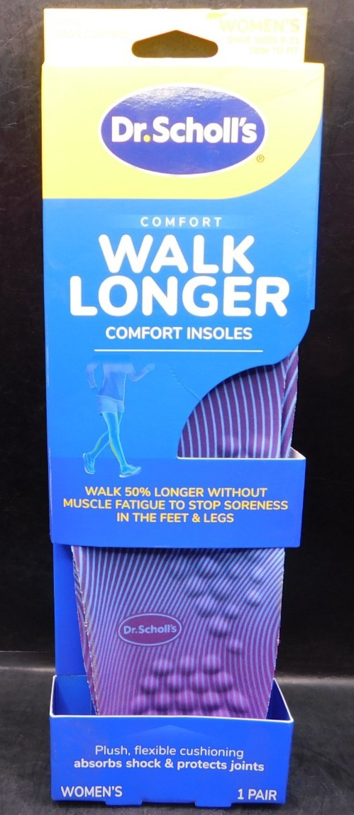 Dr. Scholl’s Women’s Comfort Walk Longer Comfort Insoles Size 6-11 New & Sealed