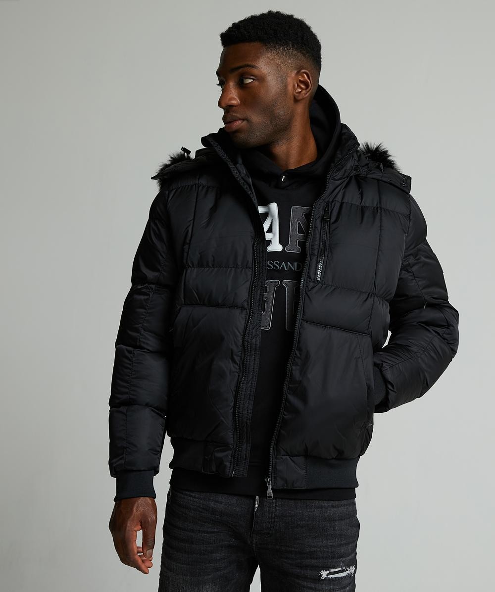 Alessandro Zavetti Jacket Puffer Bomber Coat Hooded Full Zip Savinio Black