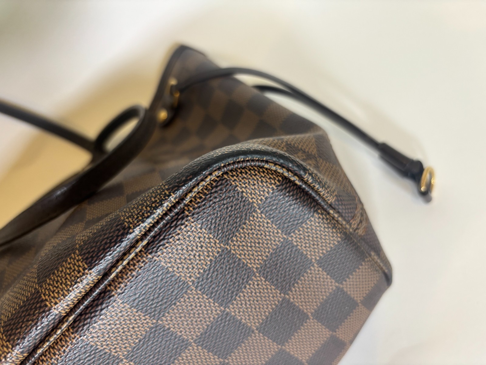 LOUIS VUITTON Neverfull PM Damier Ebene Canvas Brown Tote Bag N51109 Authentic