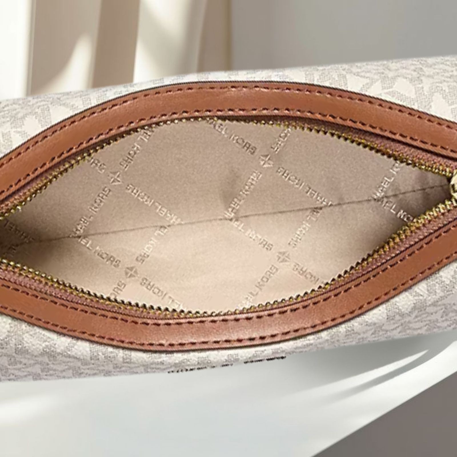 Michael Kors Sammy Small MK Logo Convertible Crossbody Purse Bag Vanilla Handbag