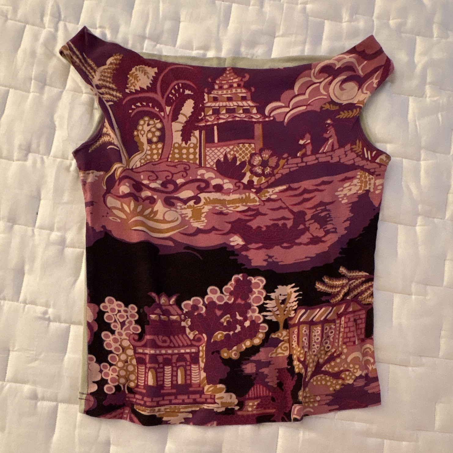 Vintage Y2K Collectible Custo Barcelona Graphic Multicolor Cold Shoulder Top