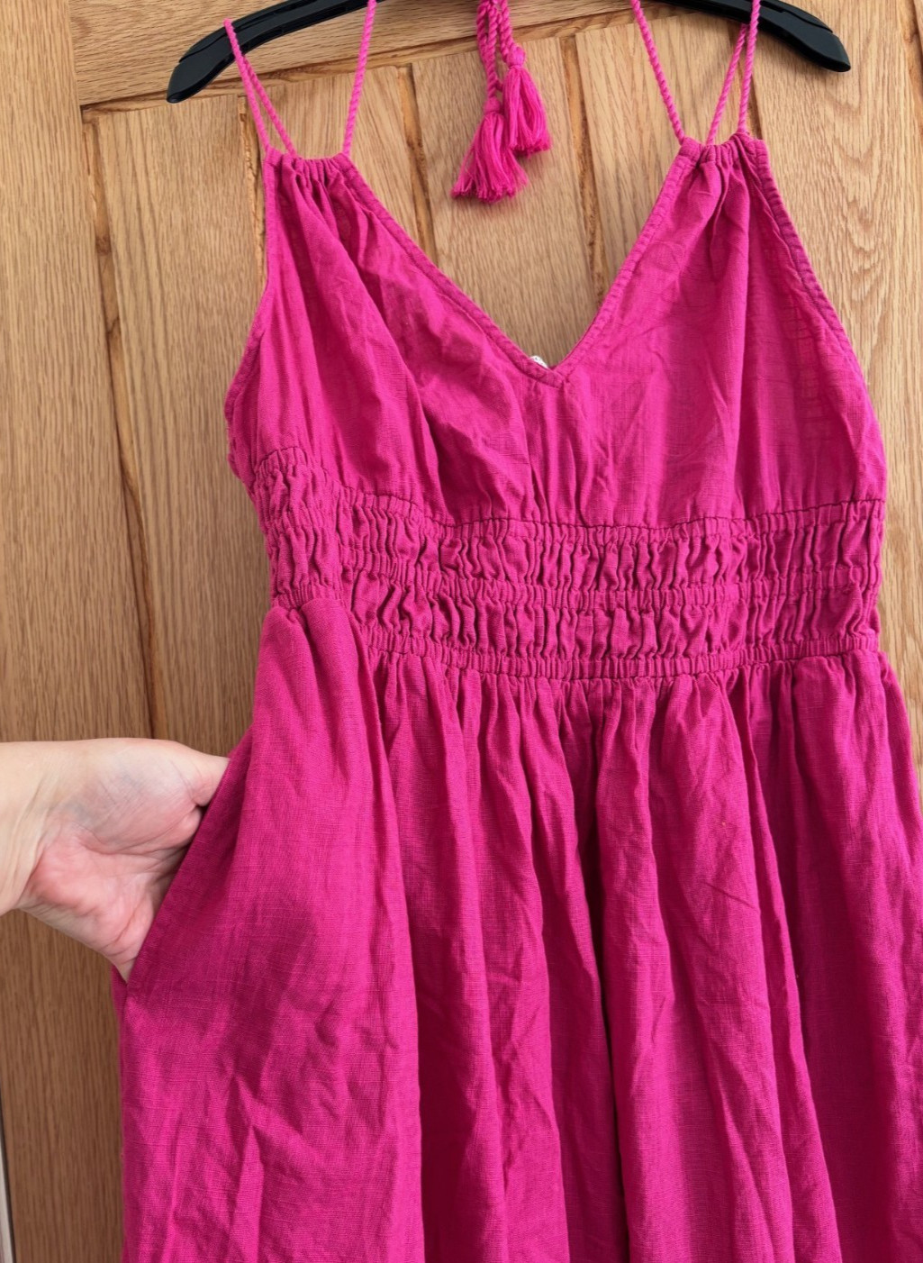 Accessorize Magenta Pink Cotton Long Midi to Maxi Length Dress, Size L, 16-18