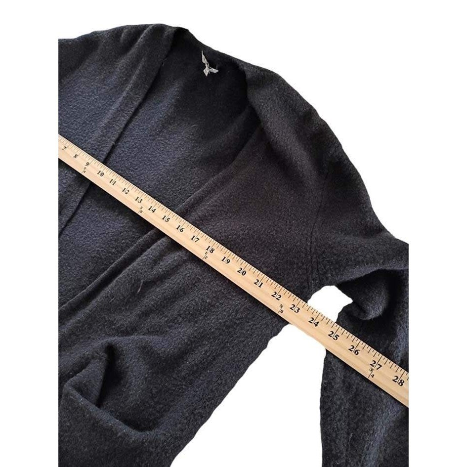 Madewell Charcoal Heathered Knit Open Front Long Sleeve Cardigan Sweater Pockets