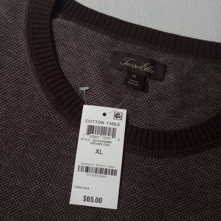 Tasso Elba Men’s XL Pullover NEW WITH TAGS Cotton Nylon Long Sleeve
