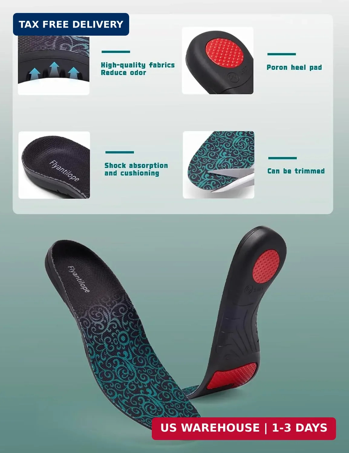 Plantar Fasciitis Insoles Heavy Duty High Arch Support Flat Feet Shoe Insert