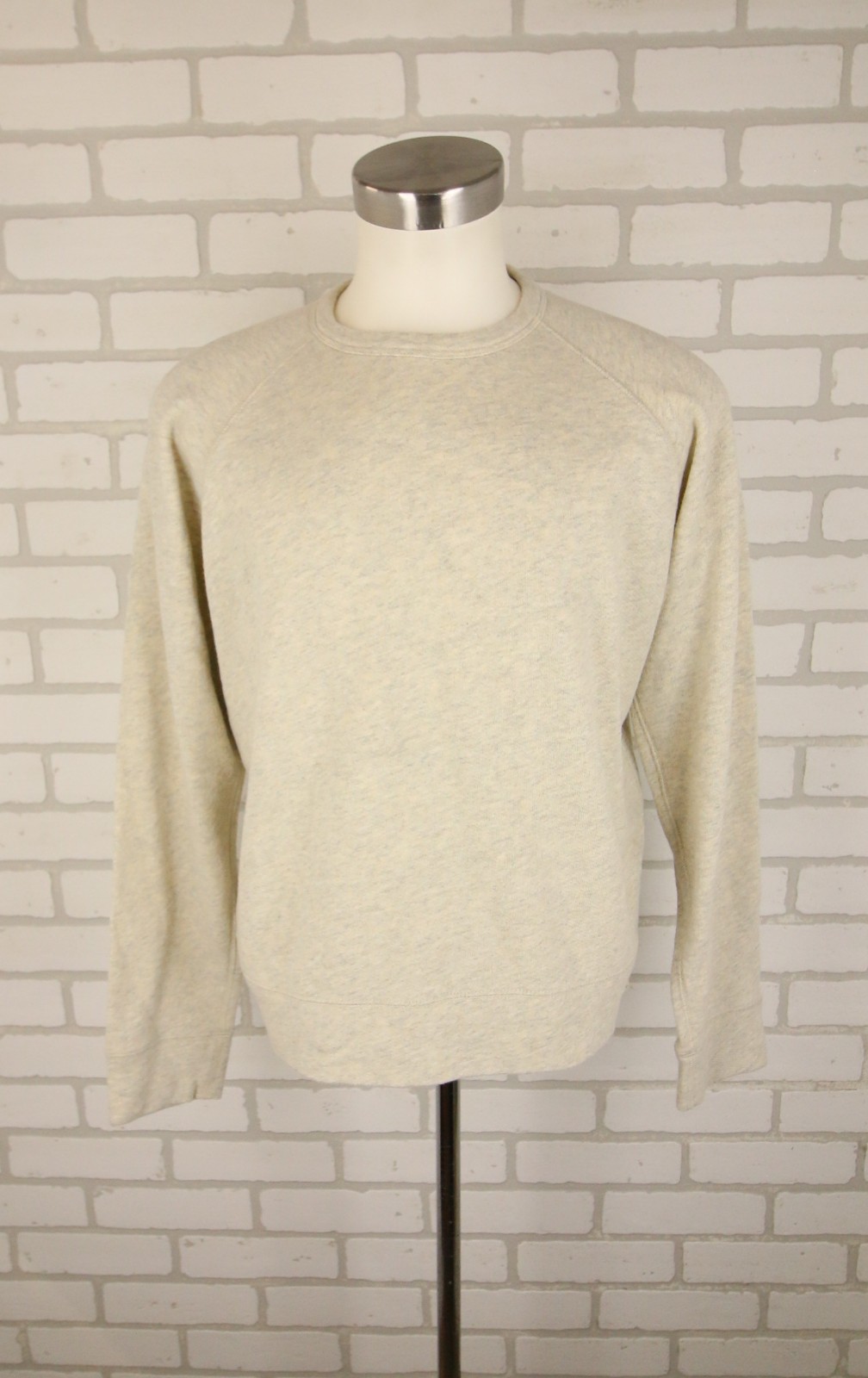 Todd Snyder Heather Beige Cream Grey Crewneck Sweatshirt M Raglan Peru Pima