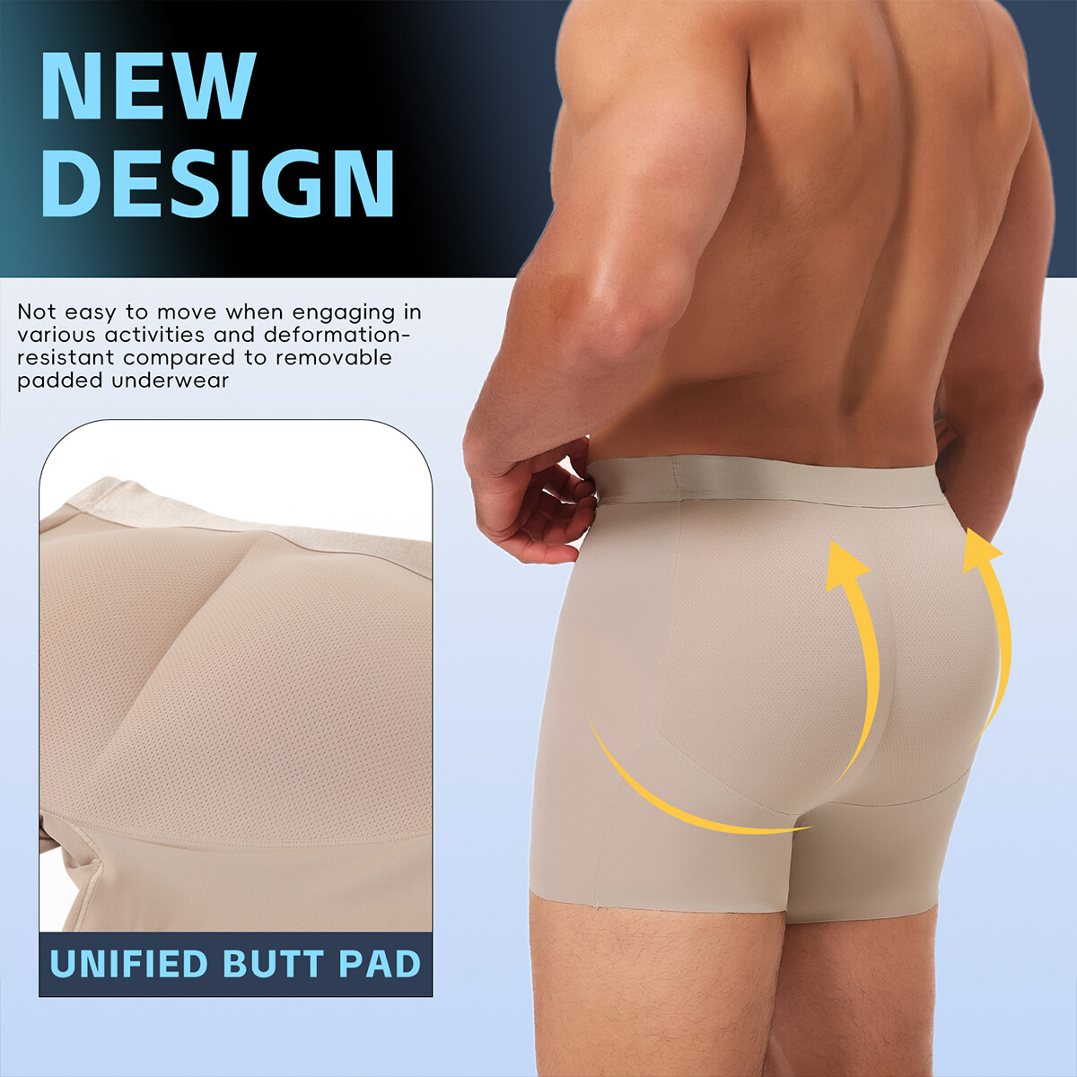 Men Butt Lifter Padded Underwear Boxer Briefs Booty Hip Enhance Shorts Shapewear